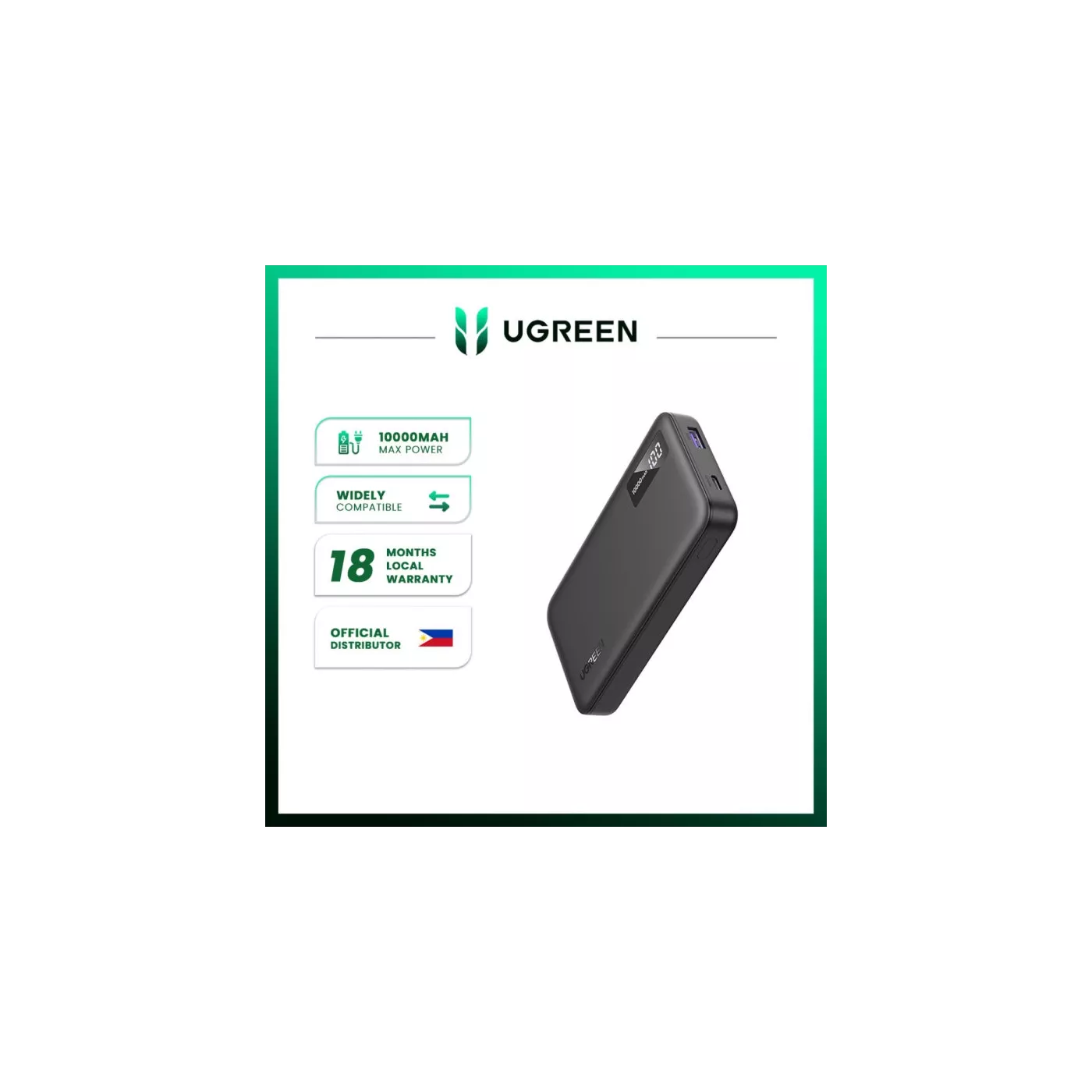 UGreen 10000mAh Two-way Fast Charging Power Bank - Black