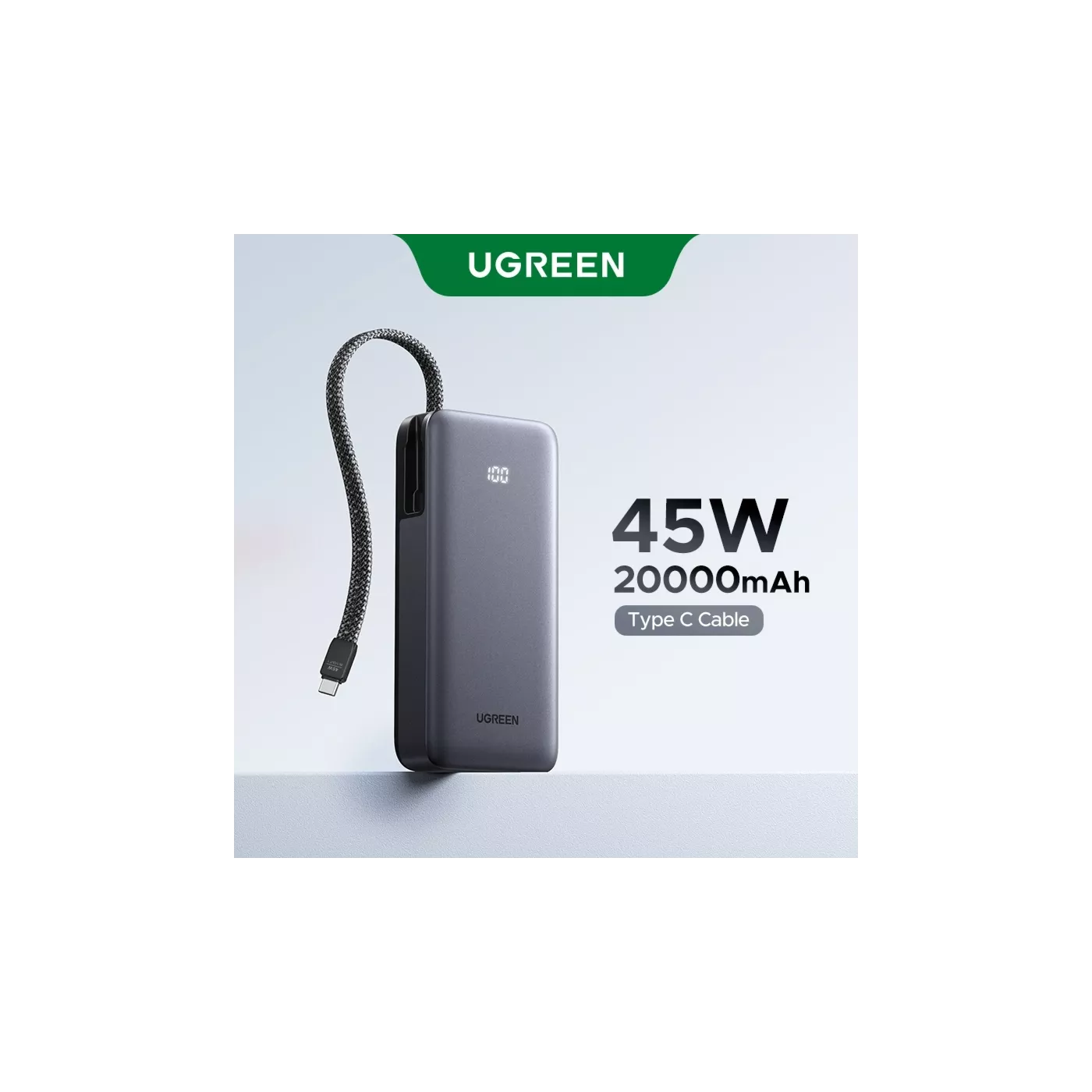 UGreen 20000mAh Power Bank with Built-in Cable