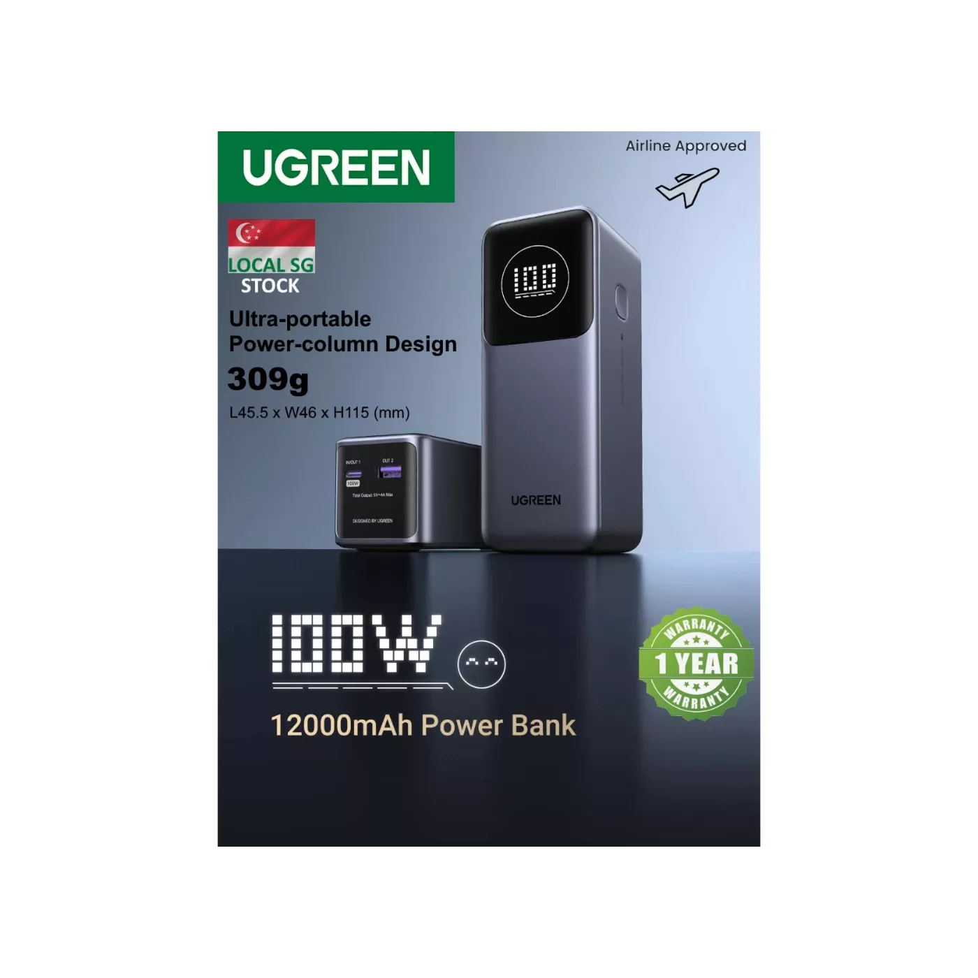 UGreen 12000mAh 100W Fast Charging Power Bank