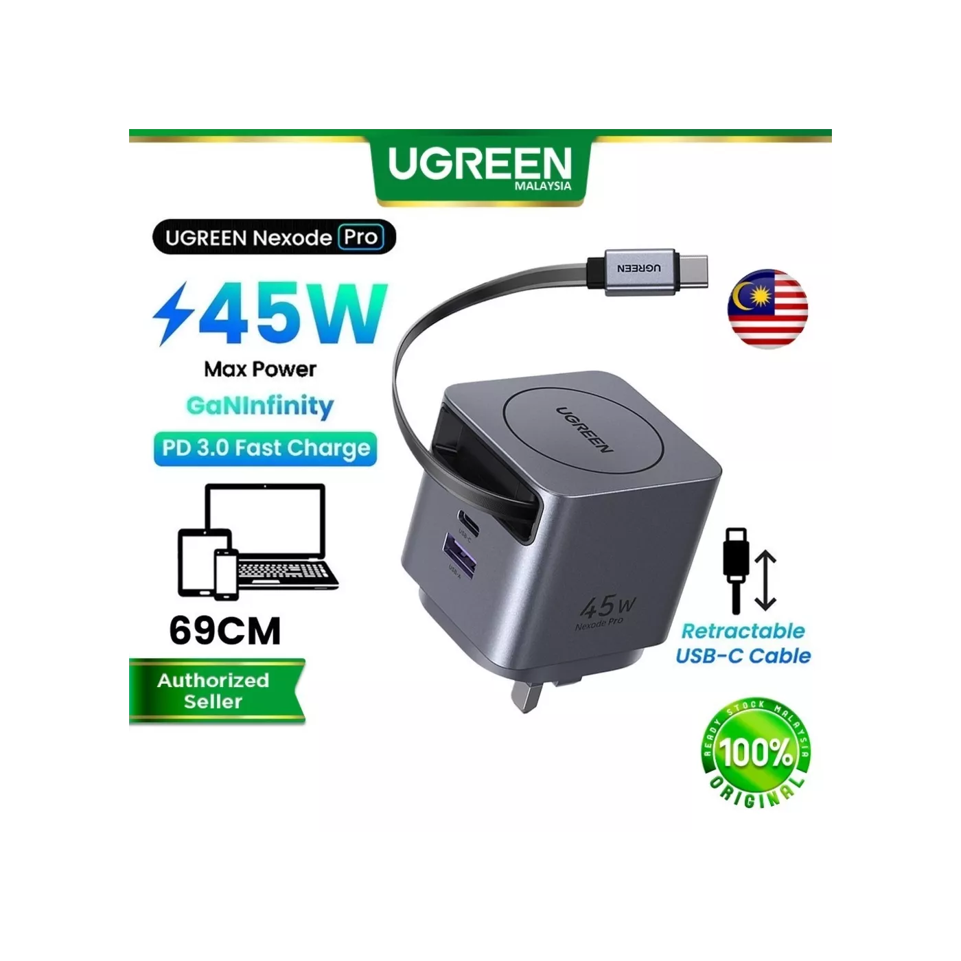 UGreen GaN Single USB-C Fast Charger 45W UK
