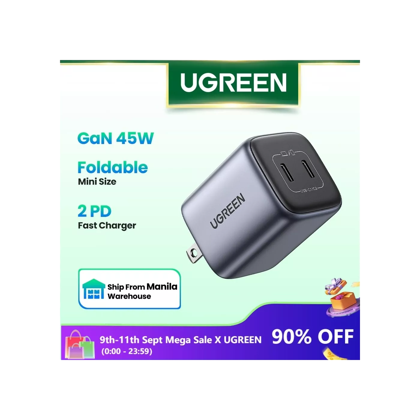 UGreen GaN Single USB-C Fast Charger 45W UK