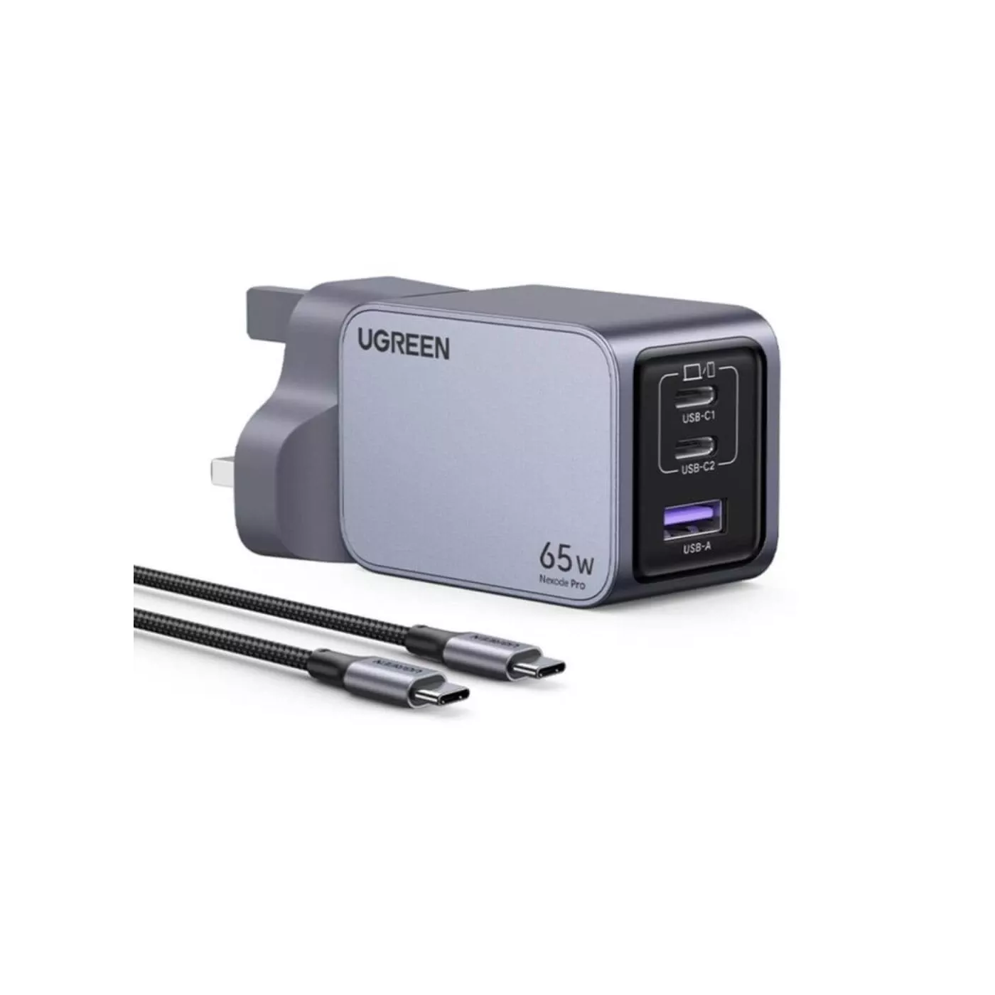 UGreen Robot GaN Fast Charger 65W Gray UK Plug