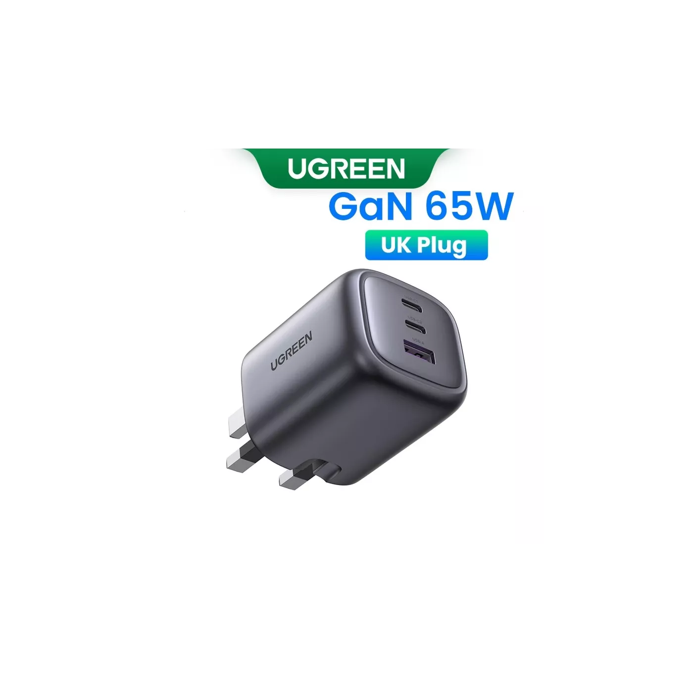 UGreen GaN Fast Charger 65W 2C1A Black UK