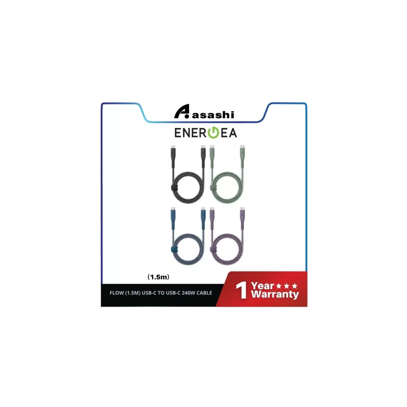 Energea Flow 10GPBS USB-C to USB-C 240W (2m) Cable - Black