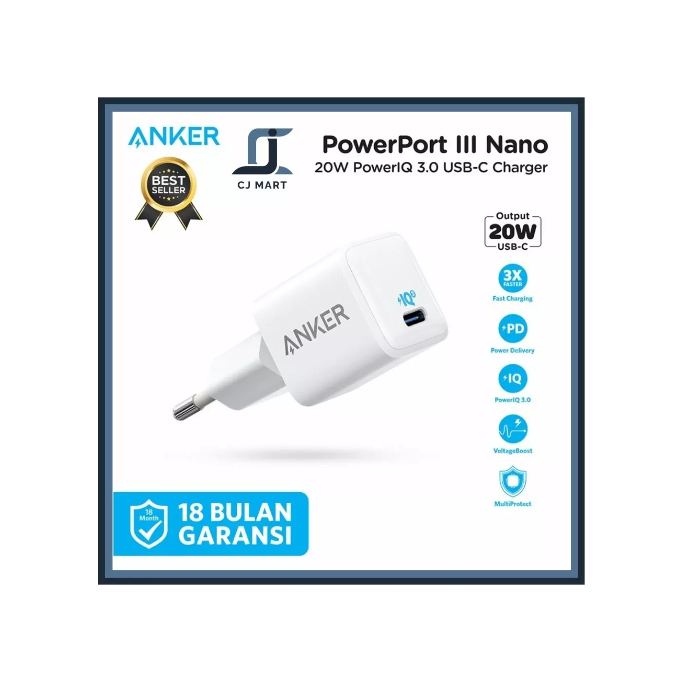 Anker PowerPort III Nano 20W Charger - White