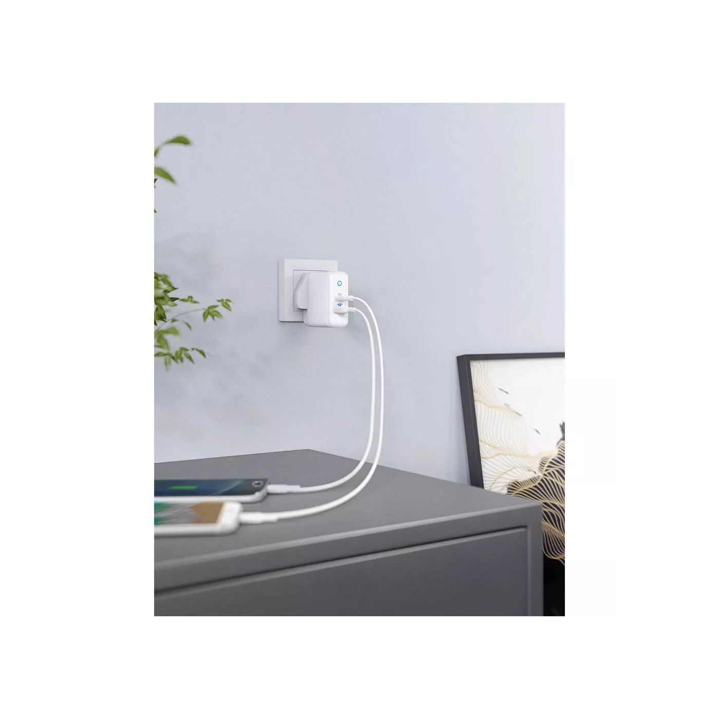 شاحن حائط انكر 35 واط (15 +20) PowerPort PD+ 2 - ابيض