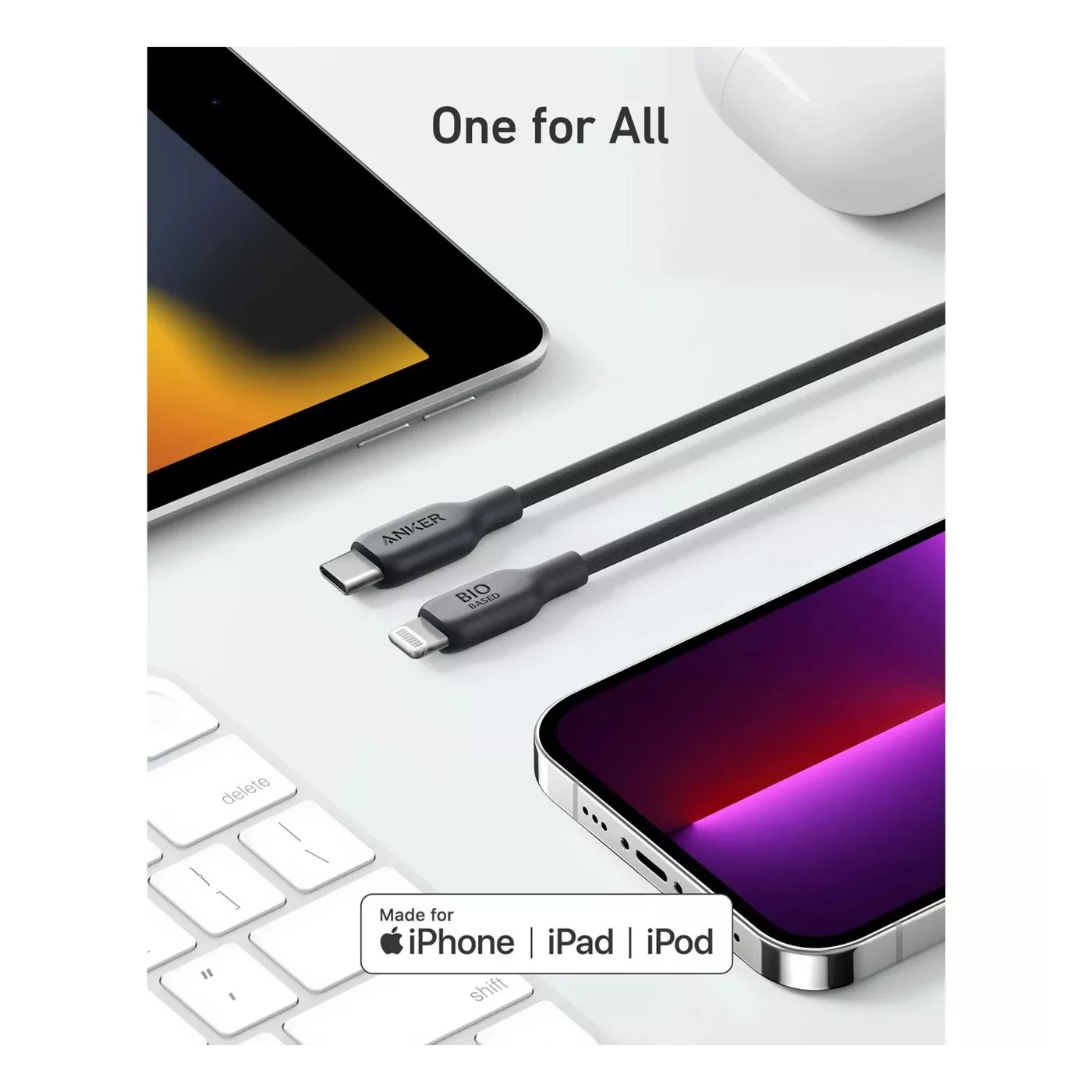 Anker USB-C to Lightning Cable Bio Based (2m)-White