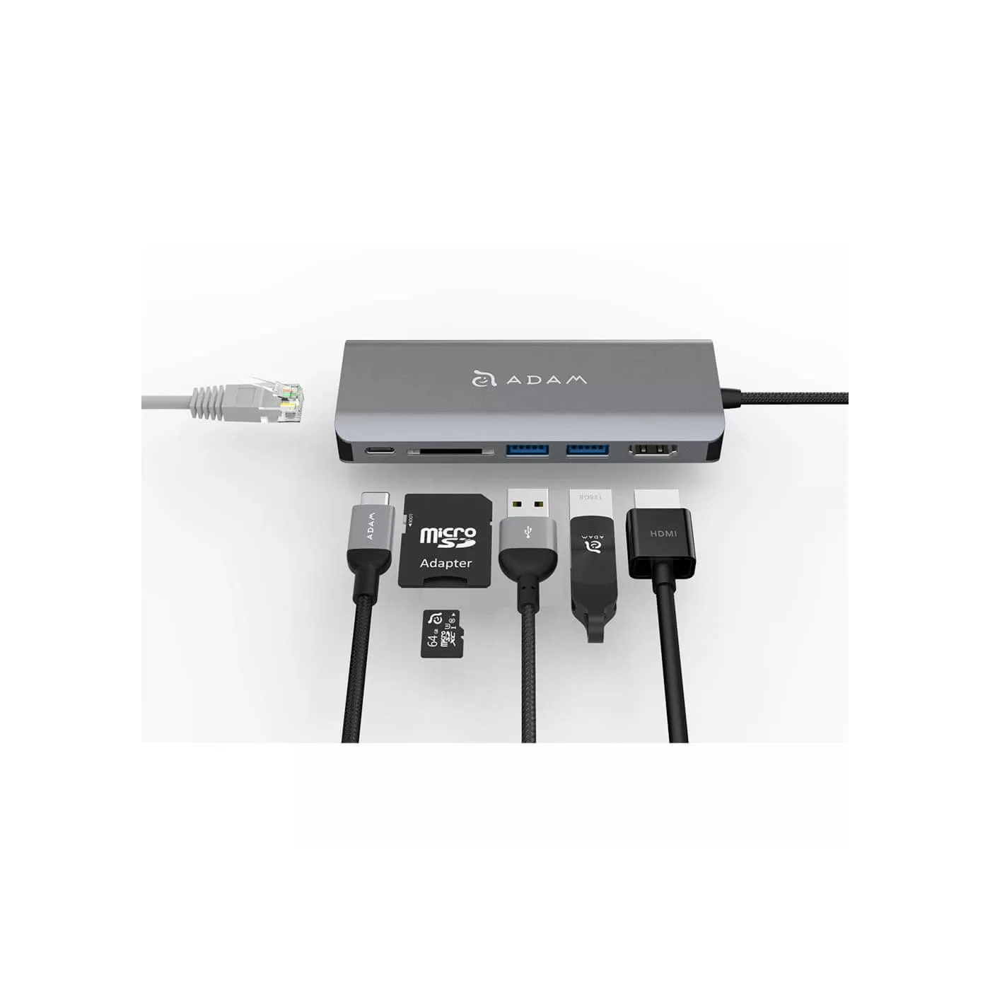 موزع آدم إيليمنتس 6 منافذ يتضمن منفذ USB 3.1 وUSB-C