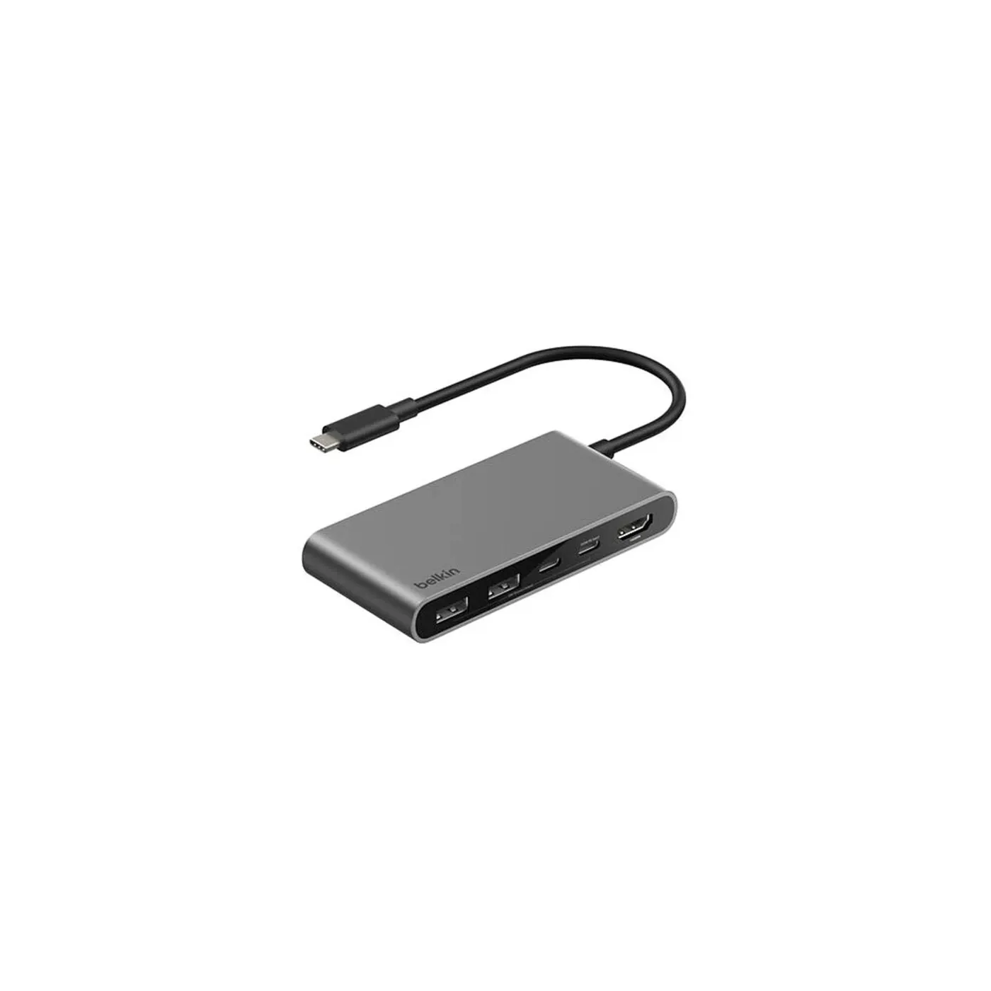Belkin موزع منافذ USB-C 5 في 1 مع منفذي USB-C بقدرة 100W - فضي