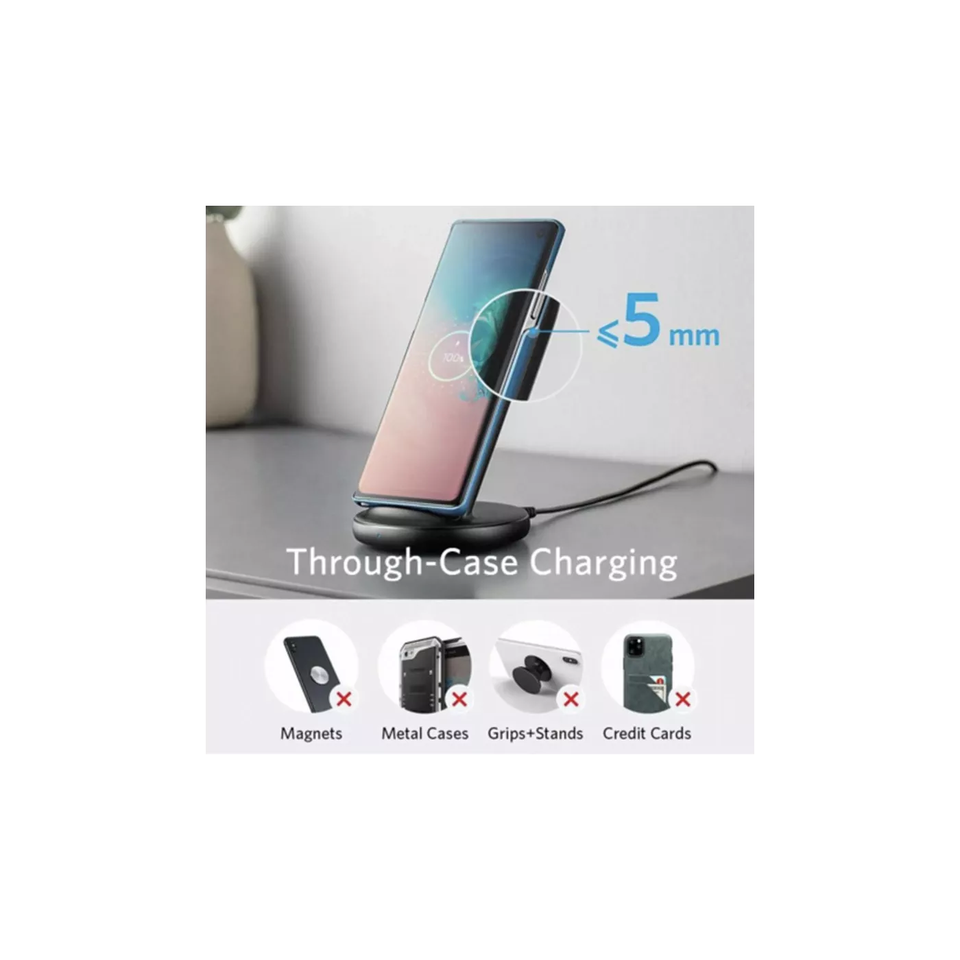 Anker Powerwave II Sense Charging Stand 15W - أسود