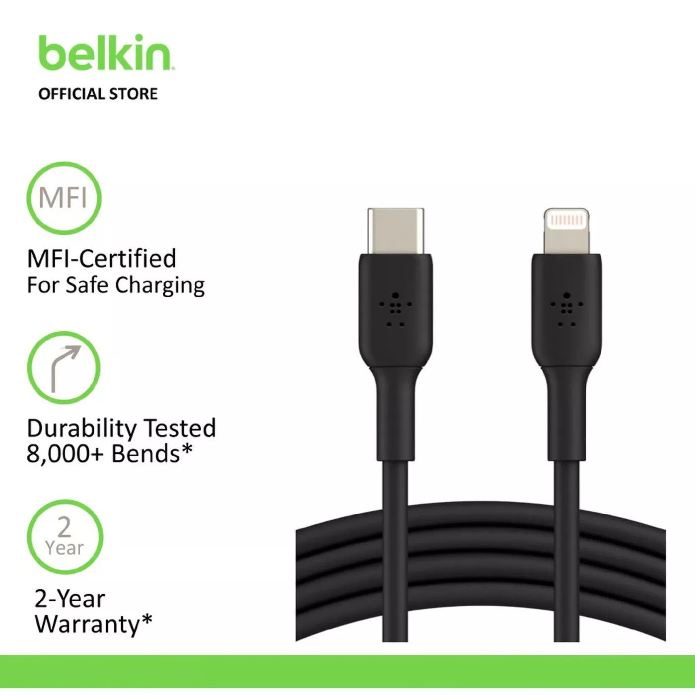 Belkin BoostCharge USB-C to Lightning Cable - Black