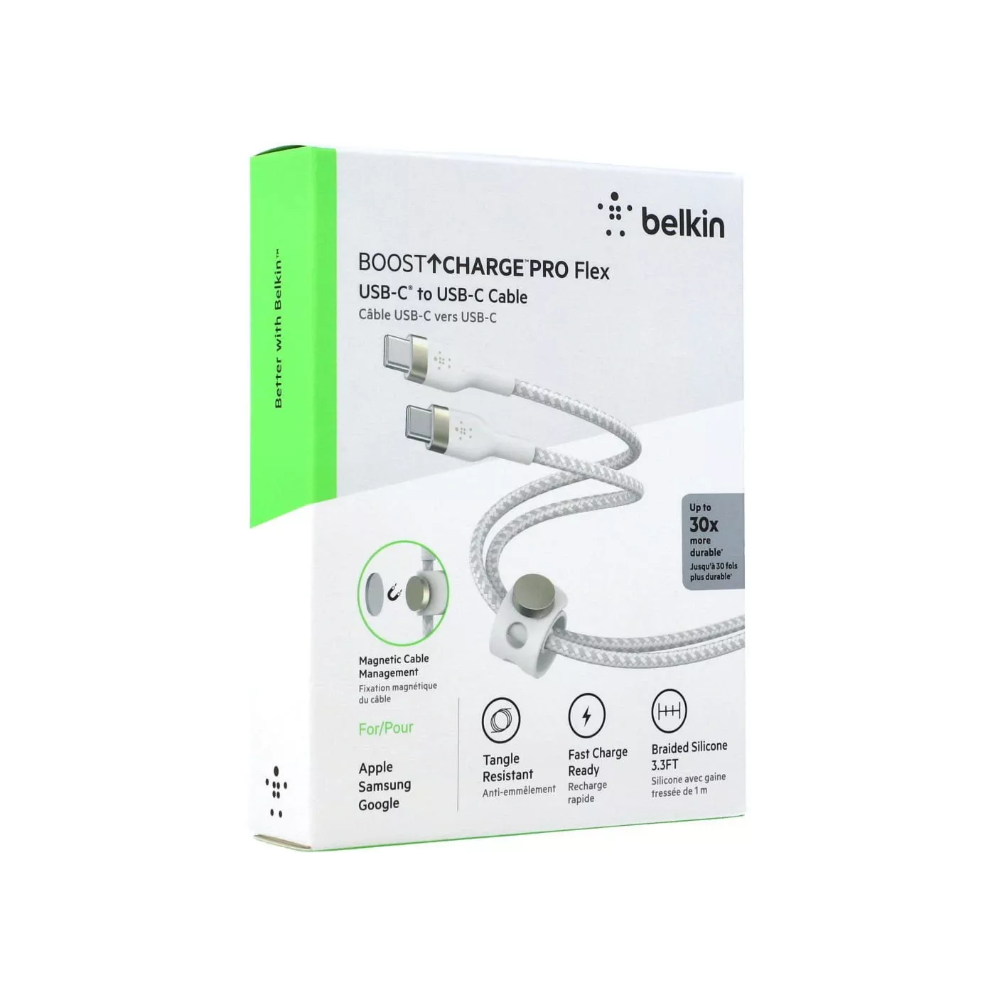 Belkin Pro Flex USB-A to USB-C Braided Silicone Cable (1m) - White