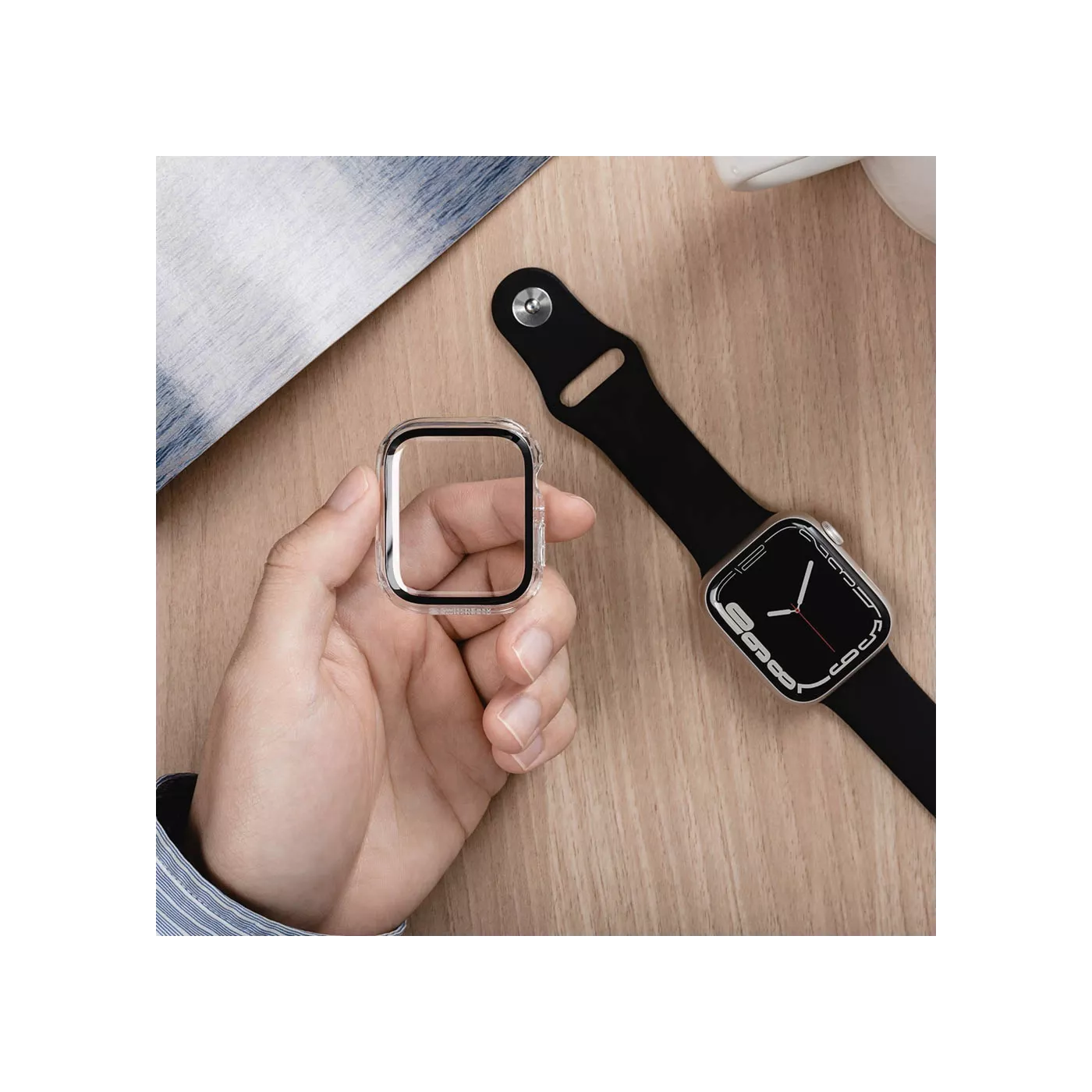 SwitchEasy Nude Tempered Glass Hybrid Case for Apple Watch 45mm - Clear
