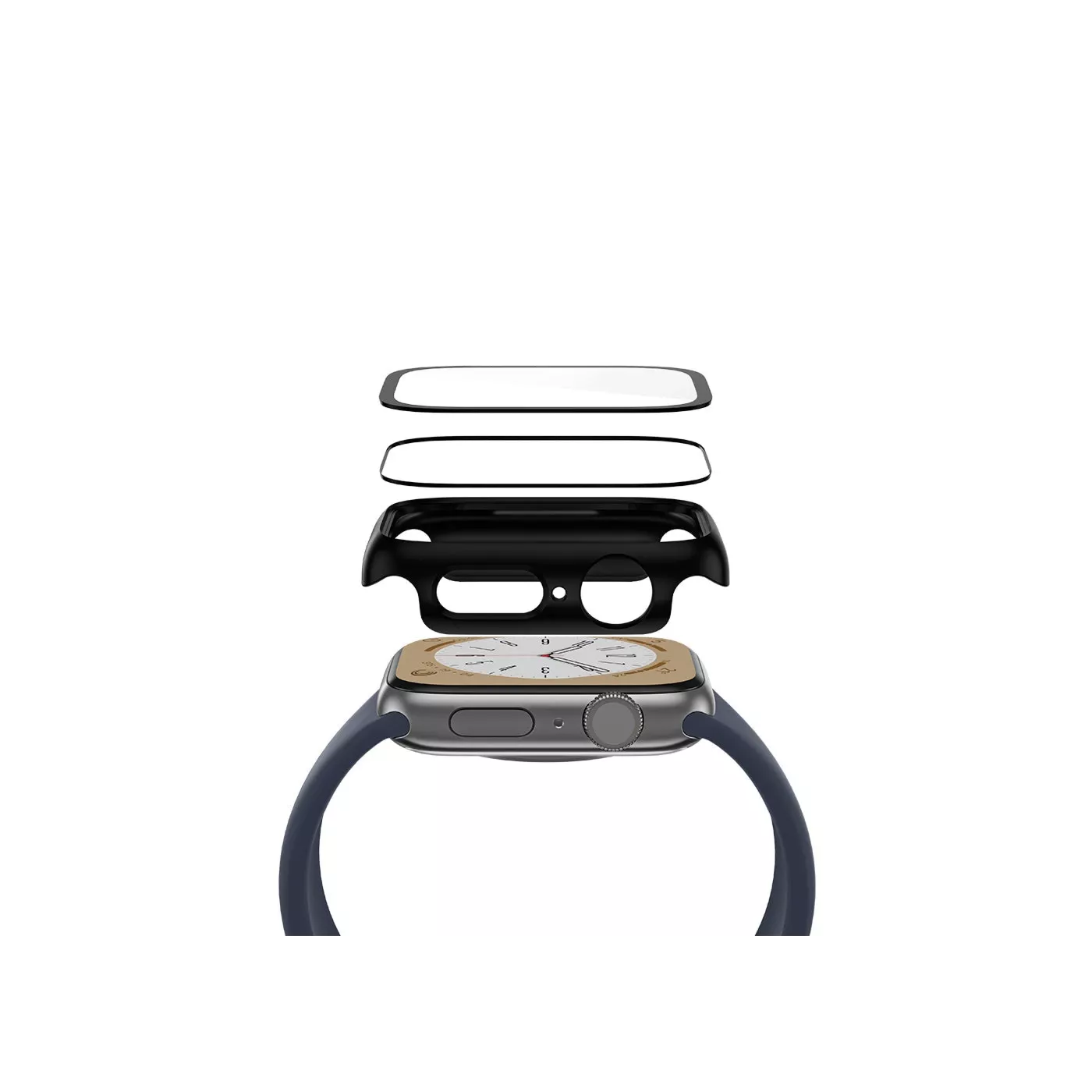 AmazingThing Apple Watch Series 8 Marsix Bumper with Glass 45mm Black