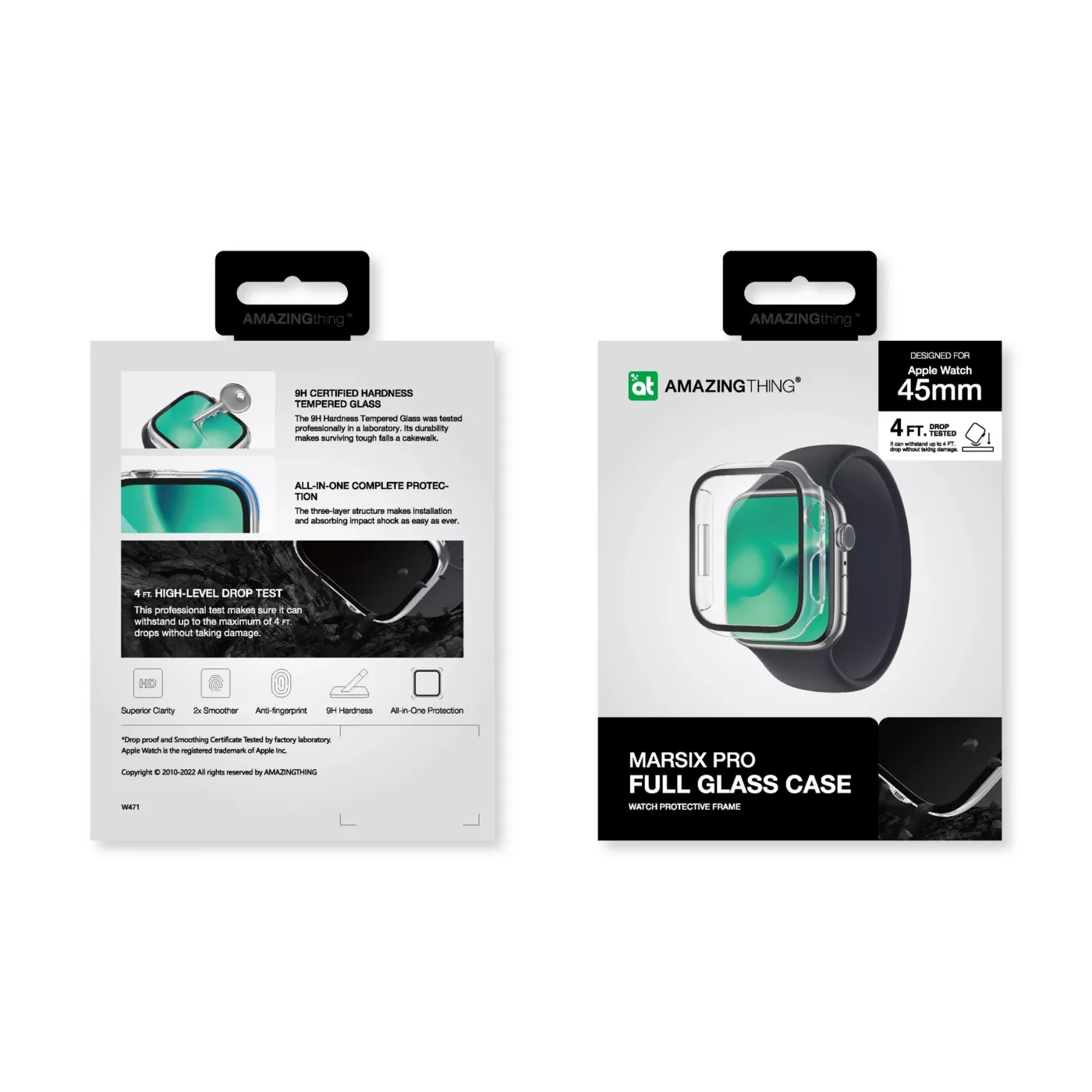 AmazingThing Apple Watch Series 8 Marsix Bumper with Glass 45mm Black