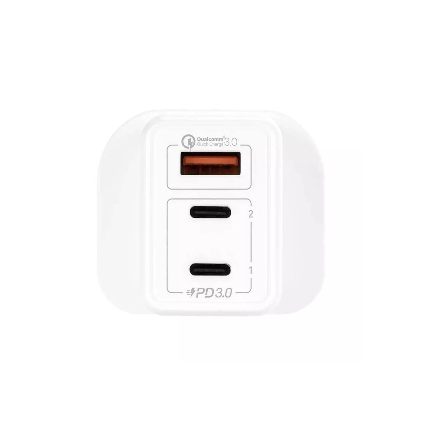 Momax GaN 65W 3-Port Charger (2× USB-C PD + USB-A) UK - White