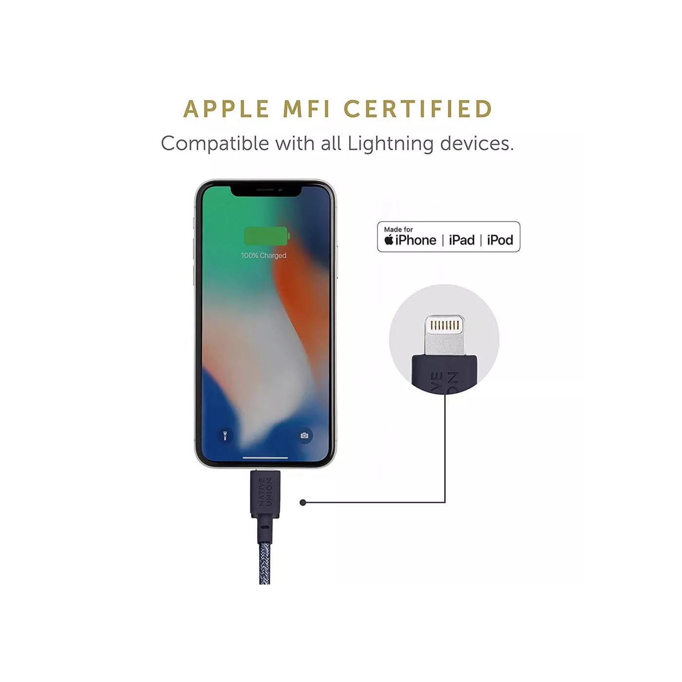 Native Union Belt Cable XL USB-C to Lightning (3m) - Indigo