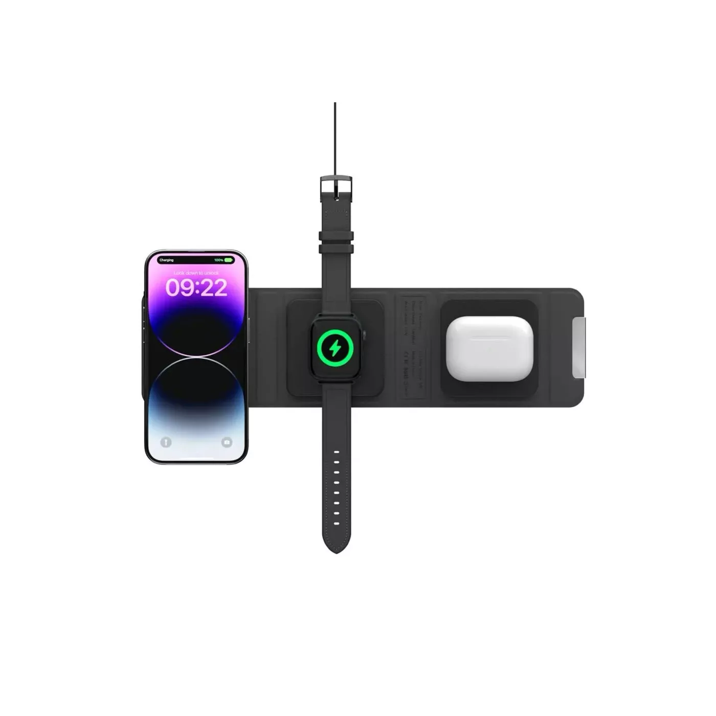 SwitchEasy TrioCharge 3-in-1 Foldable Wireless Charger - Black