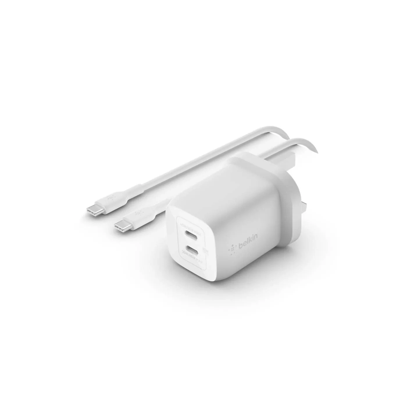 Belkin 65W USB-C PD GaN Wall Charger / USB-C to USB-C Cable - White