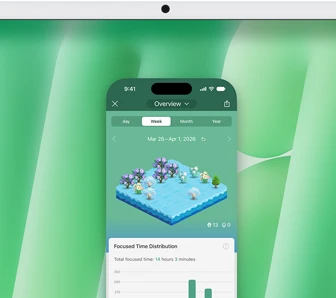 iPhone Mirroring feature demonstration. iPhone screen displaying Uber Eats app mirrored and controlled on iMac