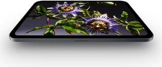 جهاز iPad&nbsp;mini، شاشة OLED مقاس 8.5&nbsp;إنش، ألوان ساطعة وأسود غني، يعرض شخصاً يرتدي قبعة وسترة