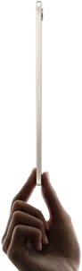 iPad mini, held in hand, side view, thin and lightweight design