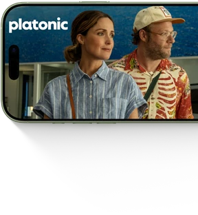 iPhone 17، الجزء الأمامي الخارجي، يعرض مسلسل Platonic على +Apple TV