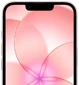 جهاز iPhone 17e، جزء من الجانب الخارجي الأمامي مع درع السيراميك 2، لون زهري ناعم، يعرض صورة خلفية لزهرة وردية