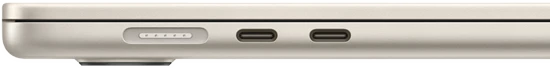 منفذ&nbsp;MagSafe يقع في طرف الجهة اليسرى من الجهاز. 2 من منافذ ثندربولت يقعان في الجهة اليسرى، أمام منفذ&nbsp;MagSafe‏