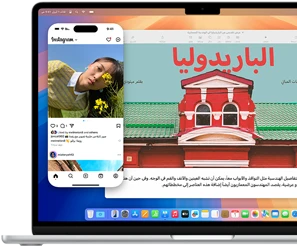 تطبيق محاكاة iPhone مع عرض شاشة iPhone على شاشة MacBook&nbsp;Air‏