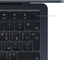 مستشعر بصمة الإصبع يقع في الزاوية العلوية اليمنى من لوحة مفاتيح MacBook&nbsp;Air‏