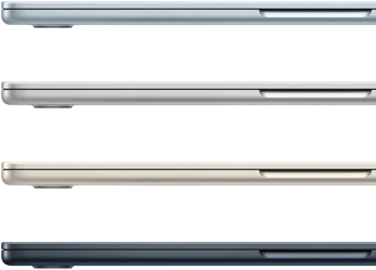 الجزء الجانبي الخارجي لأربعة أجهزة MacBook&nbsp;Air‏ يبيّن أربعة ألوان مختلفة