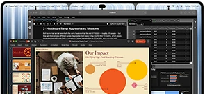 MacBook Pro with PROLED XDR Display, space black color, display shows a presentation being created in Microsoft PowerPoint using JupyterLab and Terminal to create content