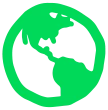 Green icon of Earth, representing carbon neutrality