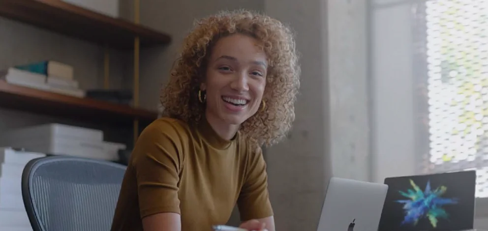 A Gait business customer working at a MacBook